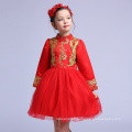 La más nueva ropa con estilo de la bola roja vestidos de fiesta a granel celebración de vacaciones niñas Shinny Apparel precio de fábrica Navidad tradicional